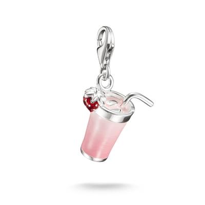Charm-Einhänger THOMAS SABO "Charm Pink Matcha - Original", rosa (silberfarben, rosa, rot), Charms, Damen, Silber 925 (recycelt), Emaille
