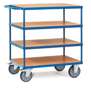 Fetra Tischwagen 2441, aus Metall & Holz, mit 4 Etagen, Tragkraft 600kg, 1000 x 600mm