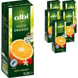 albi Saft milde Orange, ohne Zuckerzusatz, 100% Fruchtgehalt, Trinkpäckchen, je 0,2 Liter, 5 Stück