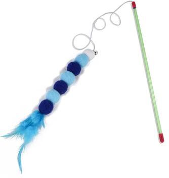 Multicon Wholesale Hub Funny Cat Stick, New Elastic String With Feather Toy, Imitated Furs Bug, Suitable For Cats blue
