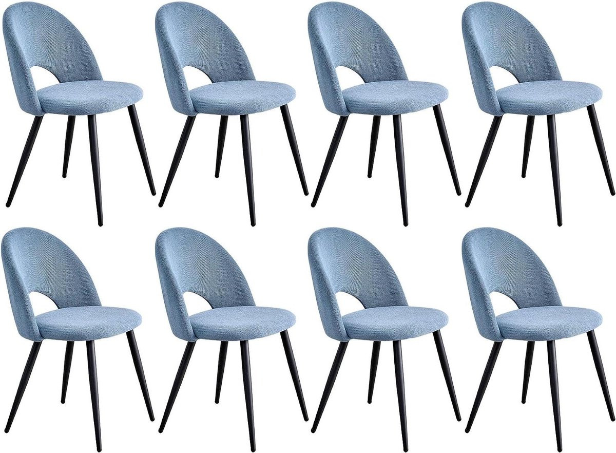 Set van 8 blauwe gewatteerde eetkamerstoelen voor optimaal comfort