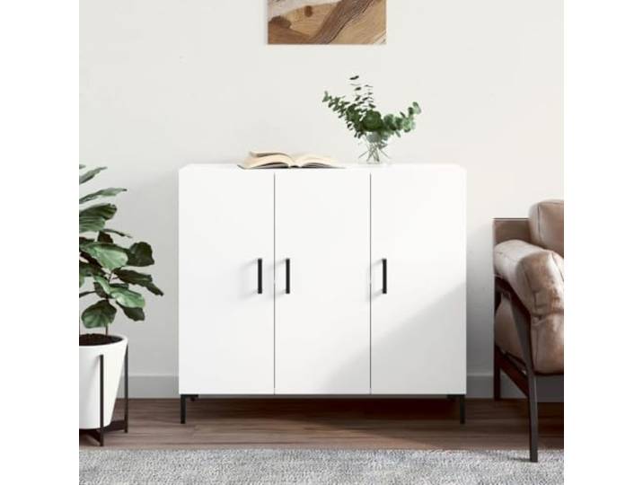 HEFZGDB Sideboard aus Holzwerkstoff mit praktischen Türen und viel Stauraum, stabile Oberplatte, Moderne Aufbewahrungskommode in Weiß 90x34x80 cm