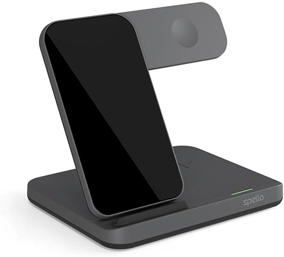 Spello 3-i-1 Trådløs Oplader Stander 15W - Sort