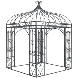 CLP Rosenpavillon aus Eisen im Landhausstil Manja, Rankpavillon mit Verzierungen als Rankhilfe für Kletterpflanzen, Rosenbogen für den Garten