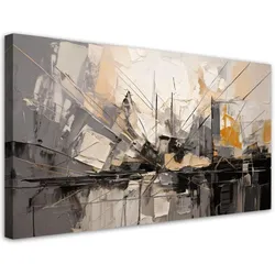 LEINWANDBILD Stadt Abstraktion Modern Grau 80x40cm