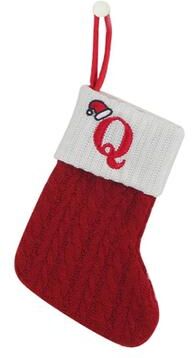 Inspired Living Cozy Knitted Mini Christmas Stocking With AZ Letter, Snowflake Design & Hanging Loop q