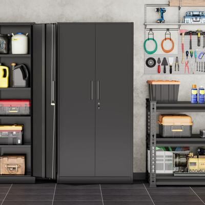 SUNCROWN "71"" H Metal Garage Storage Cabinet with Locking Doors, Adjustable Shelves, Heavy Duty Lockable Storage Cabinet"