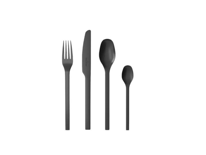 Villeroy & Boch - Manufacture Rock Tafelbesteck 16-teilig Schwarz Besteck Set für 4 Personen, Schwarzes Besteckset, Edelstahl