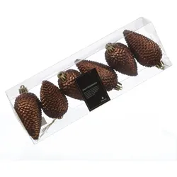 MARELIDA Weihnachtsbaumschmuck Tannenzapfen bruchfest glitzernd 8cm 6St braun