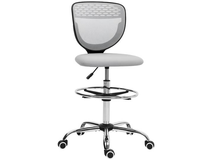 Vinsetto Bürostuhl Polyester Hellgrau, Textil, 59x126x59 cm, Büromöbel, Bürostühle, Drehstuhl