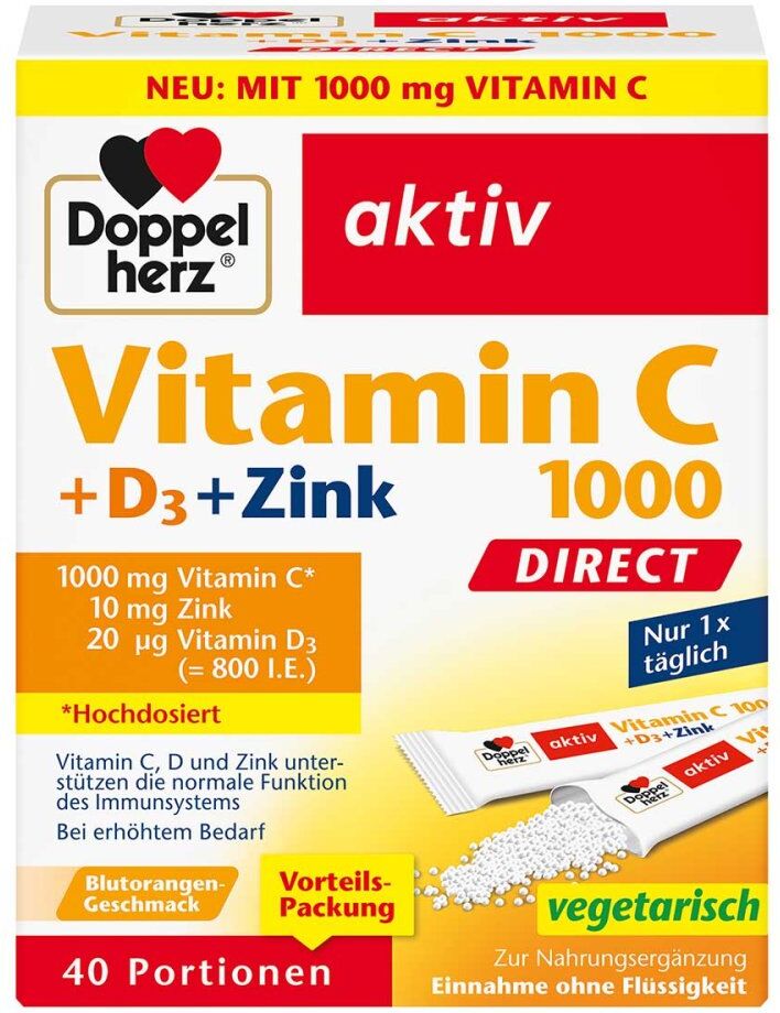 Doppelherz Vitamin C1000 +D3+Zink Direct Pellets 40stk