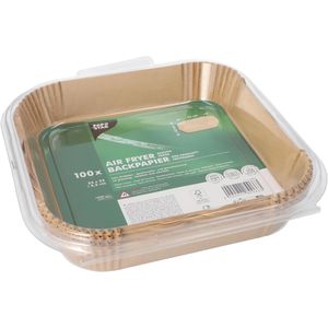 Papstar Backpapier für Heißluftfritteusen, 23 x 23 cm, braun, Antihaft-Beschichtung, 100 Stück