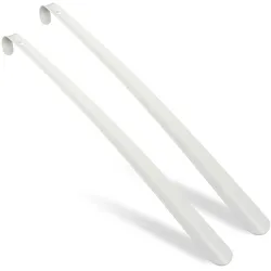Relaxdays Schuhlöffel 2er Set, 58,5 cm lang, Schuhanzieher Metall, stabil, Aufhänger, Schuhanziehhilfe für Schuhe, weiß