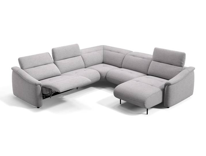 Wohnlandschaft ORENO Stoff Sofa L-Form Couch Garnitur elektrisch Sitztiefenverstellung Designer Sofa