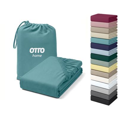 Spannbettlaken OTTO HOME "Cremona Baumwolle-Elasthan", petrol, B:180cm L:200cm, Zwirn-Jersey (220g/m²), Obermaterial: 96% Baumwolle, 4% Elasthan, Bettlaken, Spannbettlaken, NEU bis 30 cm Höhe, Bettlaken in PREMIUM Qualität, auch Zwirn-Jersey