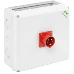 Spelsberg 73003001 Steckdosenkombination, grau, Schutzart IP44, belüftet, Schlagfestigkeit IK08, Schutzklasse II, Bemessungsspannung 400V AC