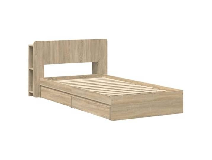 KTHLBRH Bettrahmen mit Schubladen Eiche Sonoma 75 x 190 cm Technisches Holz, feste Latten, modernes Design, einfache Montage