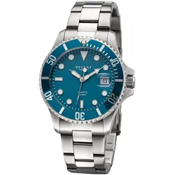 Regent BA-859 Herren-Armbanduhr Quarz 30 Bar Stahl/Petrol