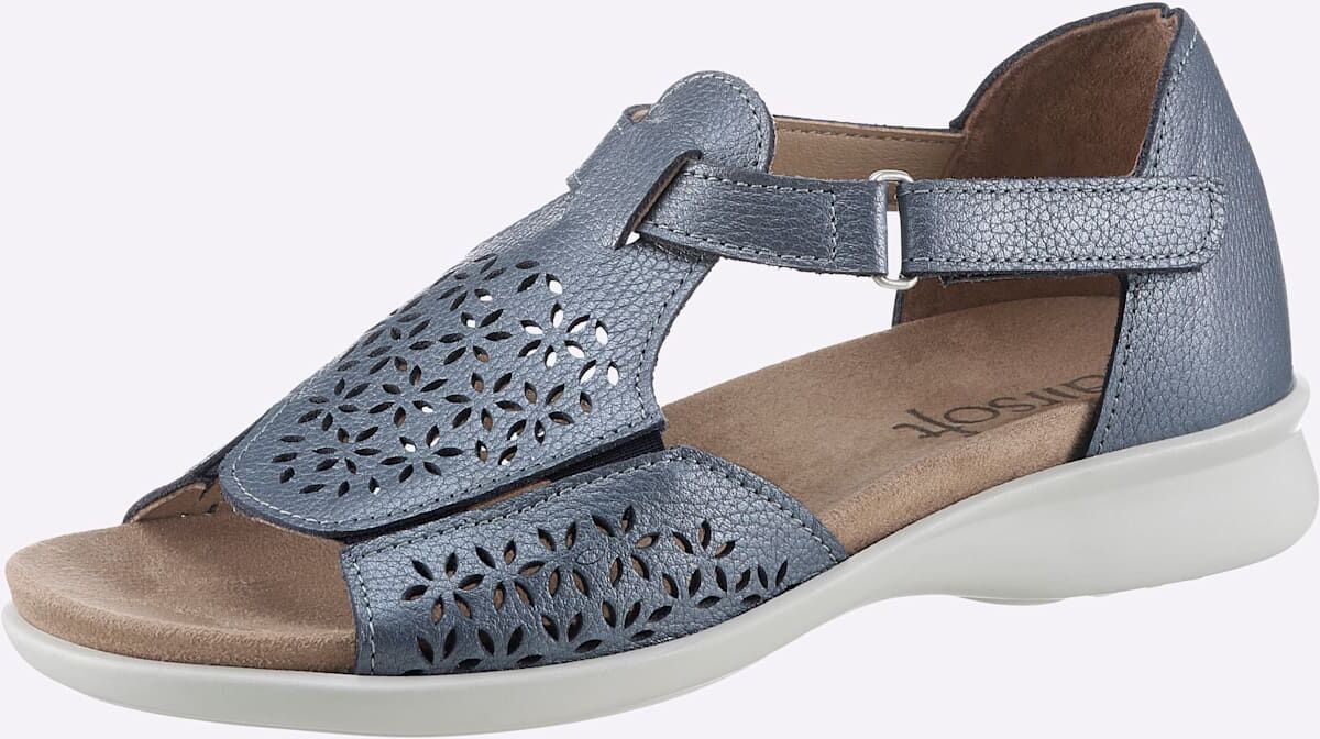 Sandale CLASSIC, Damen, Gr. 37, blau (eisblau), Glattleder, Schuhe Sandale eisblau 37