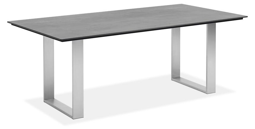 Gartentisch Noha 200x95 Tischplatte HPL Beton Profilkufe Edelstahl gebürstet