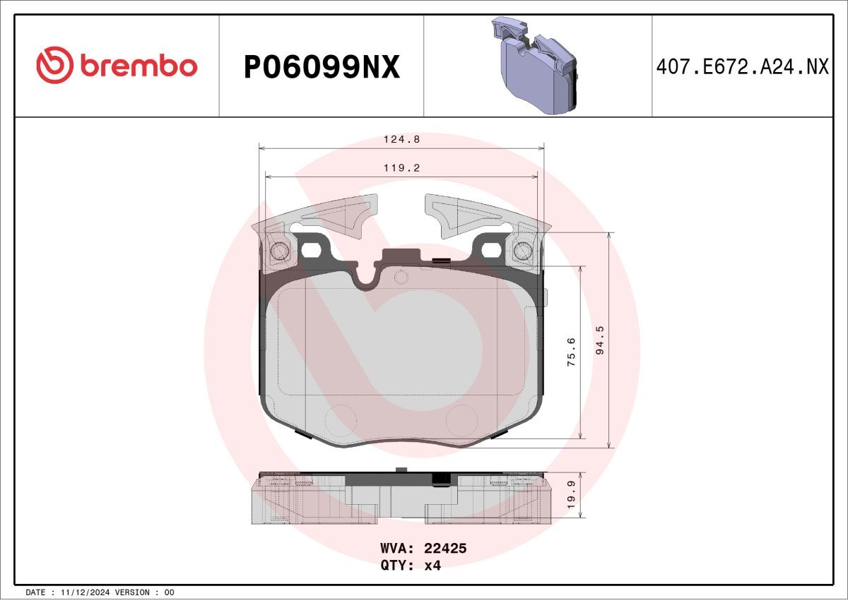 Bremsbelagsatz BREMBO P06099NX