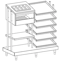 Virtus Tablett/Besteck/Glas/Brot-Ausgabeelement, Besteckbehälter aus PVC und Tablett-hordengestell, 1312x700 mm (IIA6020)