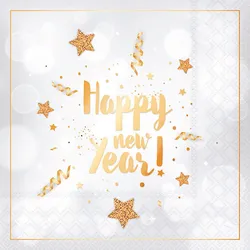Ambiente 20 Servietten Papier 33x33cm 3-lagig - hochwertige Einweg Papierservietten mit Happy Year Motiv Silvester Servietten Tischdeko festlich Party