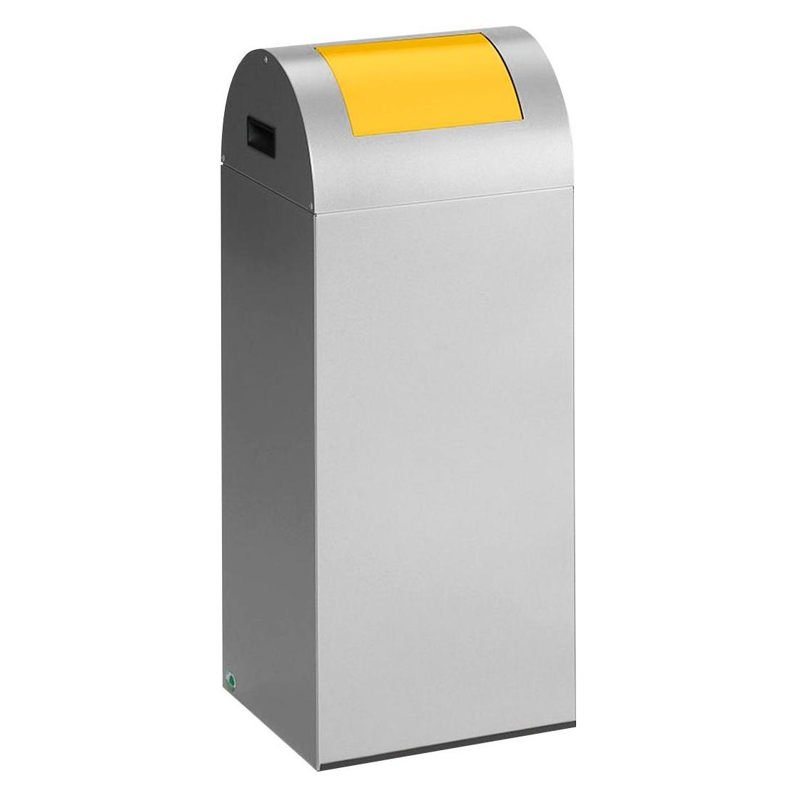 VAR Selbstlöschende Wertstoffsammler, 60 l, 320x800x320mm, silber, Klappe gelb (60 l) (21010)