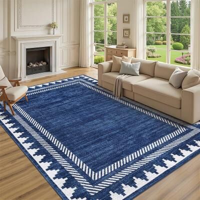 Garvee Graphic Modern Border Geometric Area Rug