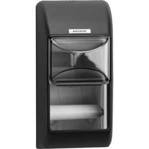 Katrin Toilettenpapierspender 104452, aus Kunststoff, für 2 Kleinrollen, schwarz