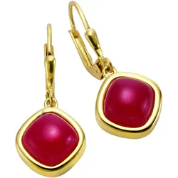Jamelli Ohrringe Silber 925 vergoldet mit echtem Chalcedon rot