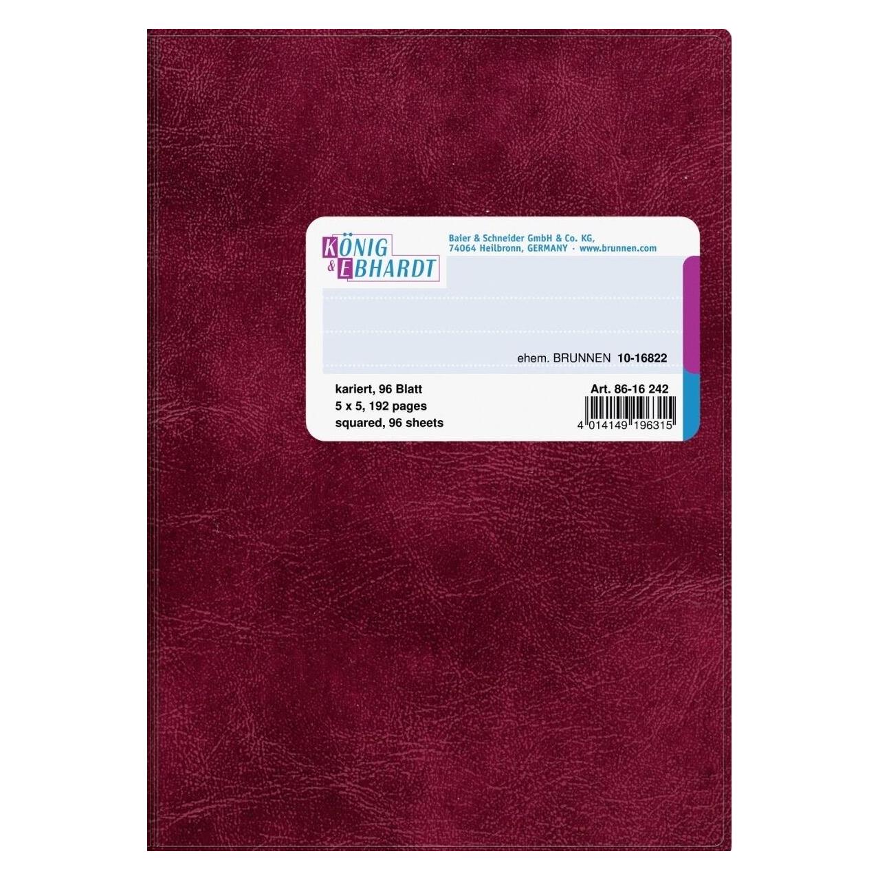 König & Ebhardt Geschäftsbuch A6 kariert 96 Blatt Einband flexibel rot (8616242)