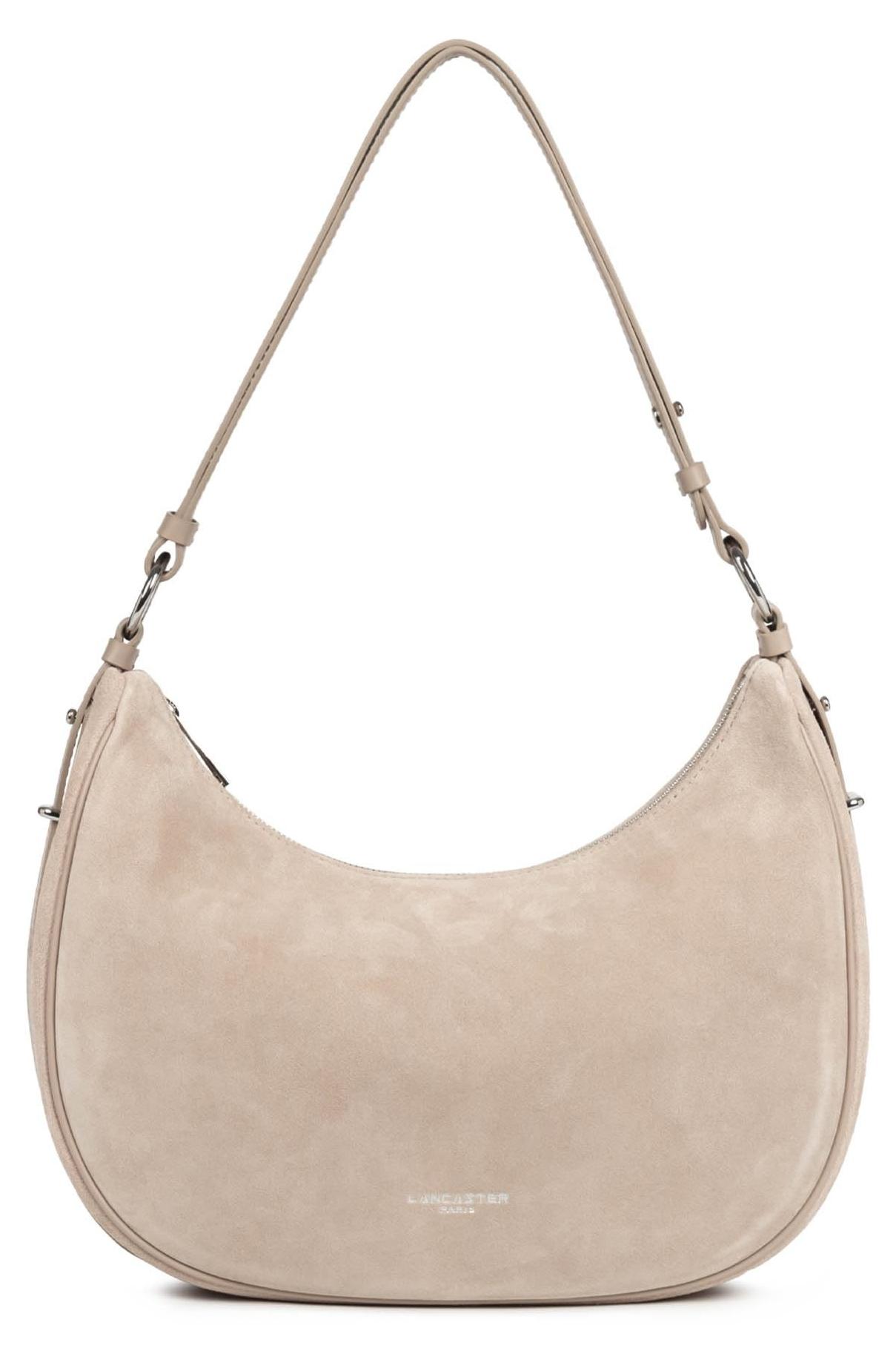 Umhängetasche aus Wildleder - mit Reißverschluss - Beige