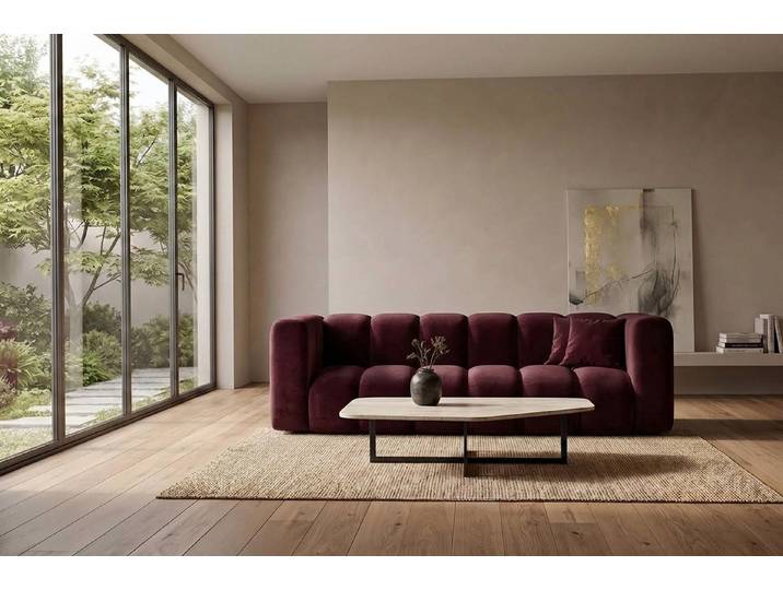 Kaiser Möbel Sofa Modulares 3-Sitzer GRAND im Velvet-Stoff Riviera, Sofa, modulares Design, vertikale Unterteilungen