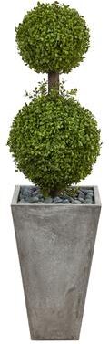 Nearly Natural "4' Double Boxwood Topiary in Planter (Indoor/Outdoor) - 21"""