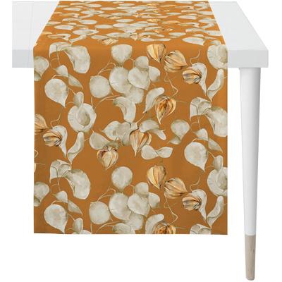 Tischläufer APELT "3400", orange (orange, beige), B:140cm L:48cm, Baumwolle, Polyester, Tischdecken