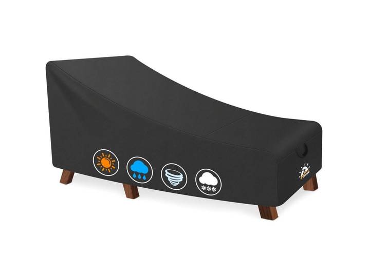 Abdeckhaube für Sonnenliege 203 x 81 x 81 cm, Schwarz, Kunststoff, 81x81x203 cm, Gartenzubehör, Abdeckung für Gartenmöbel