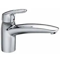 KAJA-MIX Plus Niederdruck Spültischarmatur m. Vollhebel, schwenkb. Gussauslauf , velourschrom 54920-E