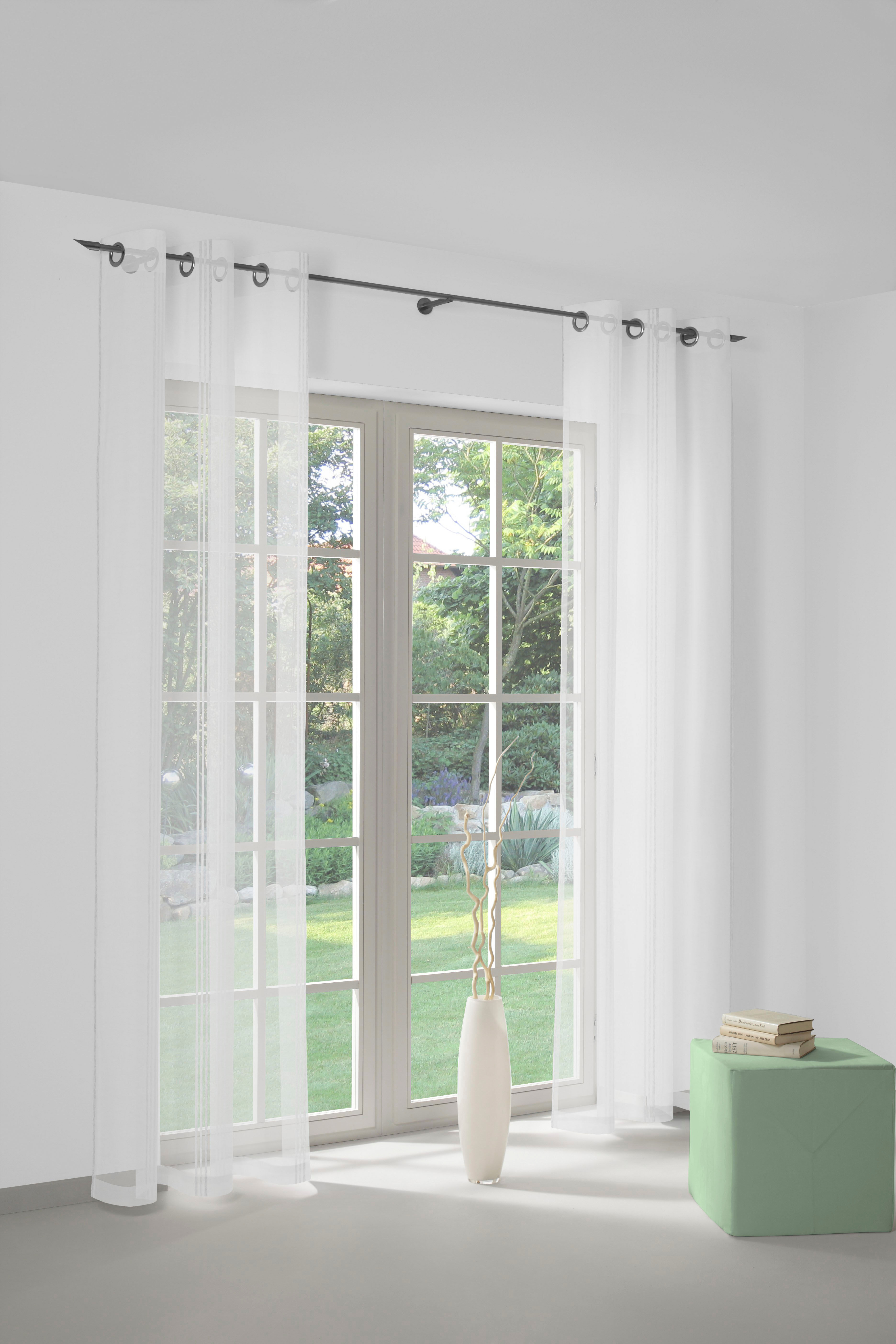 Wirth "Chloé" Ösen 1 Stk. tlg. Fertigstore mit Ösen (Ø 4 cm) nach Mass weiß 105cm, Ösen, 250cm