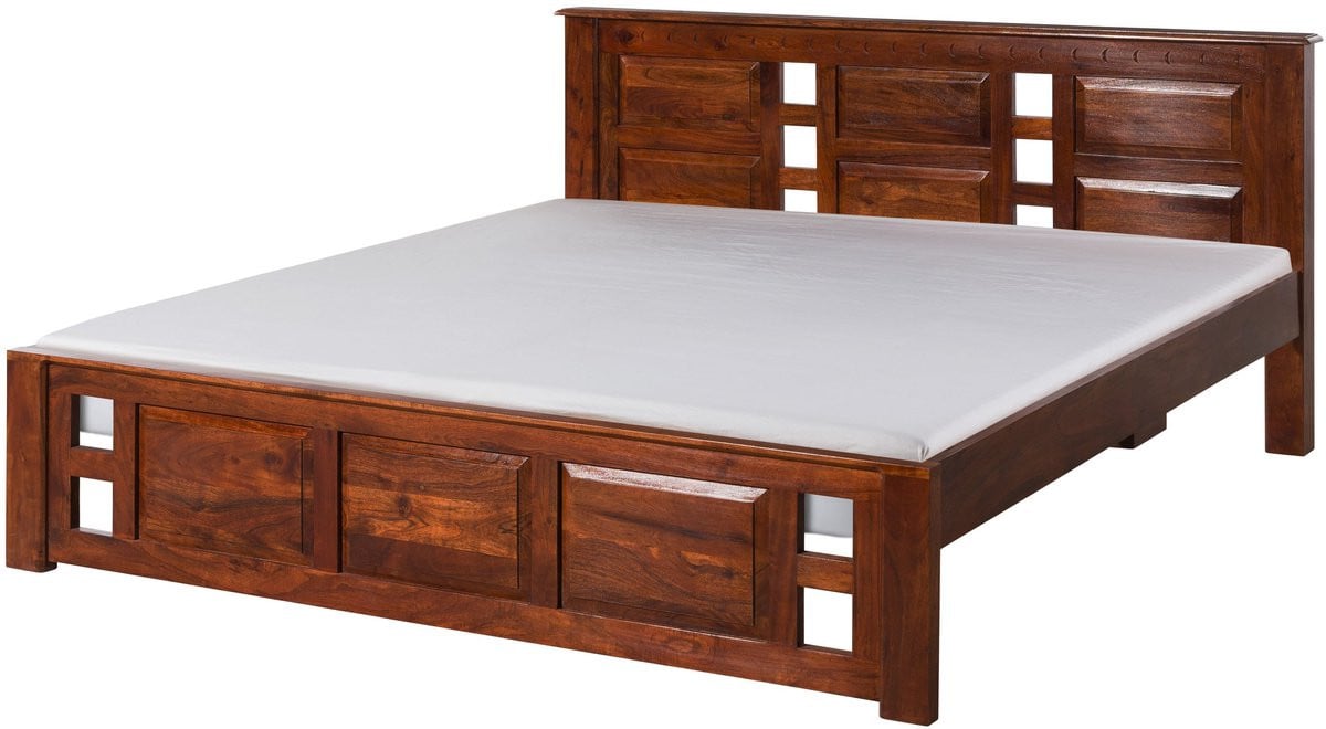 Massivmoebel24.de Oxford #254 Bed in Acacia Koloniaal Massiefhout, Donkerbruin, 200 x 200 cm