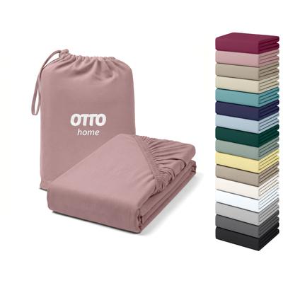 Spannbettlaken OTTO HOME "Cremona, Basic & Premium Qualität mit Elasthan", rosa (altrosa), B:180cm L:200cm, Jersey (180 g/m²), Obermaterial: 96% Baumwolle, 4% Elasthan, Bettlaken, Spannbettlaken, Bettlaken für Matratzen von 20-25 cm Höhe, 96%...