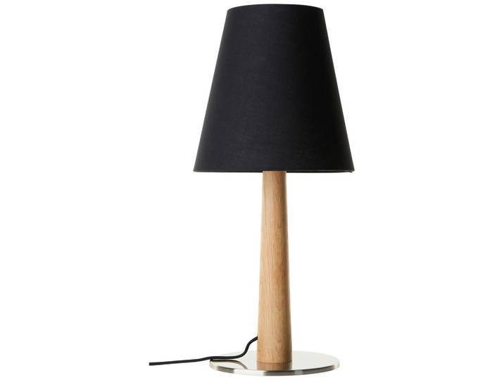 Tischleuchte Timber, Schwarz, Nickelfarben, Eiche, 55 cm, CE, FSC 100%, Wippschalter, Lampen & Leuchten, Innenbeleuchtung, Tischlampen, Tischlampen