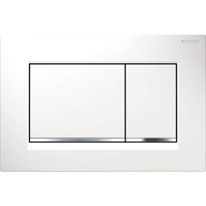 Geberit Geberit Betätigungsplatte Sigma20, aus Kunststoff, für WC, für  Sigma UP, 2-Mengen-Spülung, weiß / verchromt