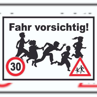 HB-Druck Fahr vorsichtig Schild 30 km/h Schild A3 (297x420mm)