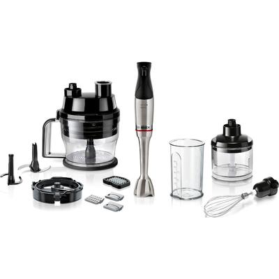 BOSCH Stabmixer "ErgoMaster Serie 6 MSM6M8X1, 4 Klingen, Mixfuß Edelstahl, schwarz", schwarz (edelstahl, schwarz), B:6cm H:39,5cm T:7,8cm, Mixer, Würfelschneider, Zerkleinerer, Schneebesen, 10 J Motorgarantie