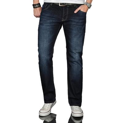 Regular-fit-Jeans ALESSANDRO SALVARINI "ASJulio", Herren, Gr. W32L30, Länge 30, blau (as, 061, night blau), Denim/Jeans, Obermaterial: 100% Baumwolle, Destroyed-Effekte, leichte Abriebeffekte, Jeans, mit geradem Bein
