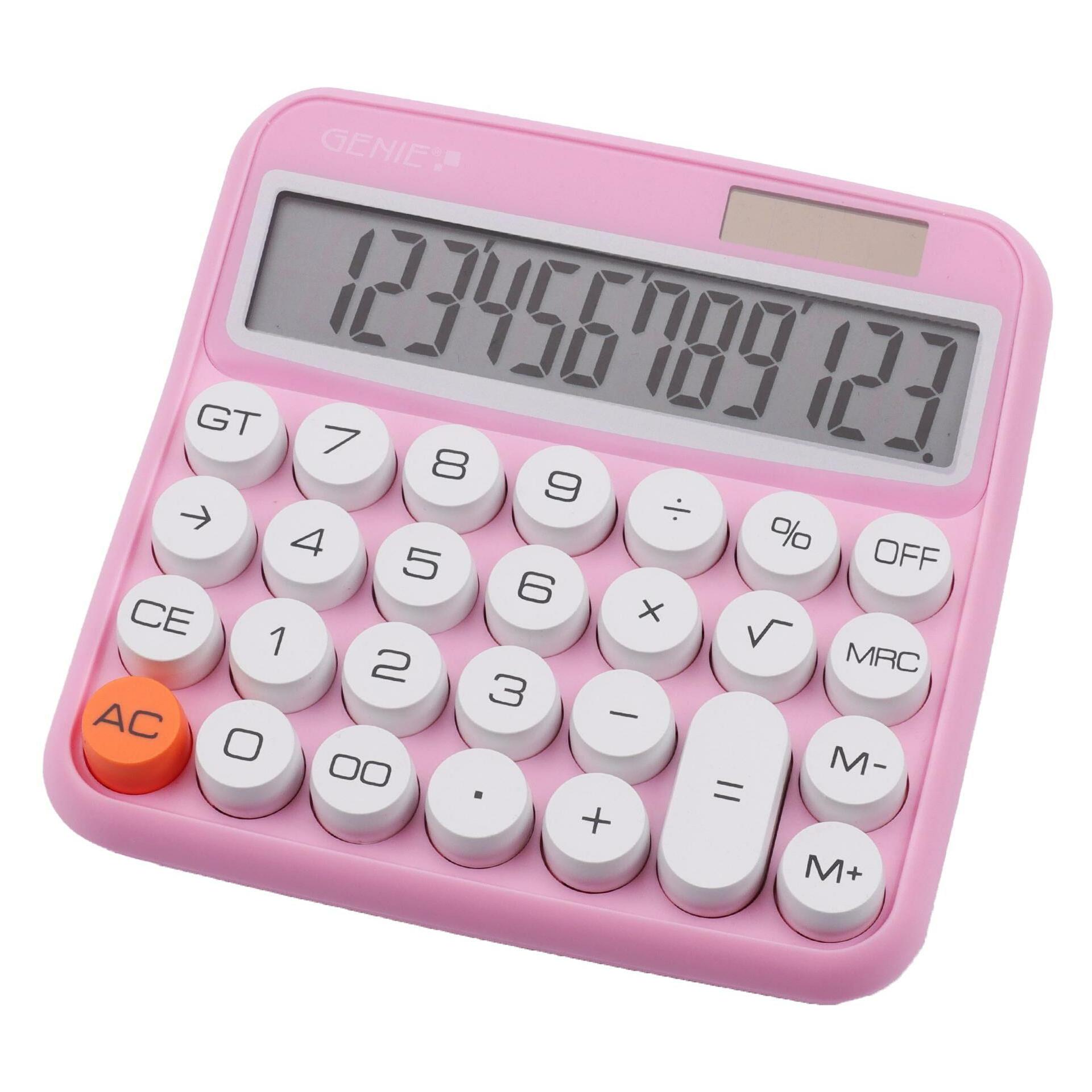 Genie Tischrechner 612P pink (Batteriebetrieb, Solarenergie) (12778)