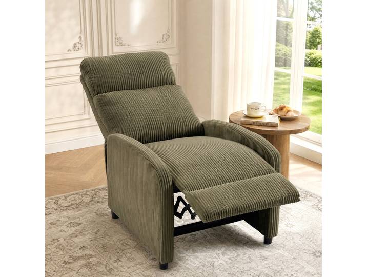 HOMCOM Fauteuil Relax Velours Inclinable 135° Repose-pieds Vert