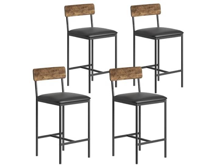 4 Barstühle mit hohen Beinen, bequeme gepolsterte Esszimmerstühle,Braun Bequeme gepolsterte Esszimmerstühle – ideal für die Küche oder das Esszimmer auf einer kleinen Etage