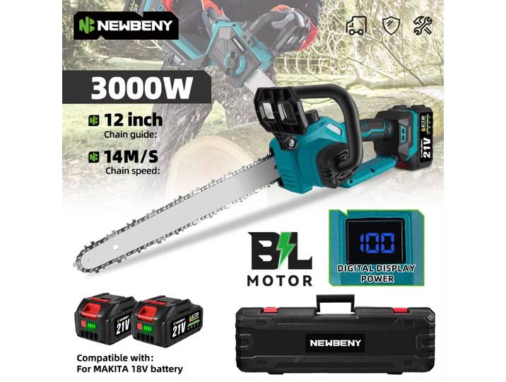 NEWBENY 12 pouces scie électrique sans brosse sans fil efficace jardin travail du bois outil électrique de coupe pour Makita 18-21V batterie broche